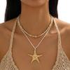 Bohemia Metal Starfish Pendant Collarbone Necklace For Women Colorful Rice Beads Rope Chain Choker Beach Party Jewelry Gifts