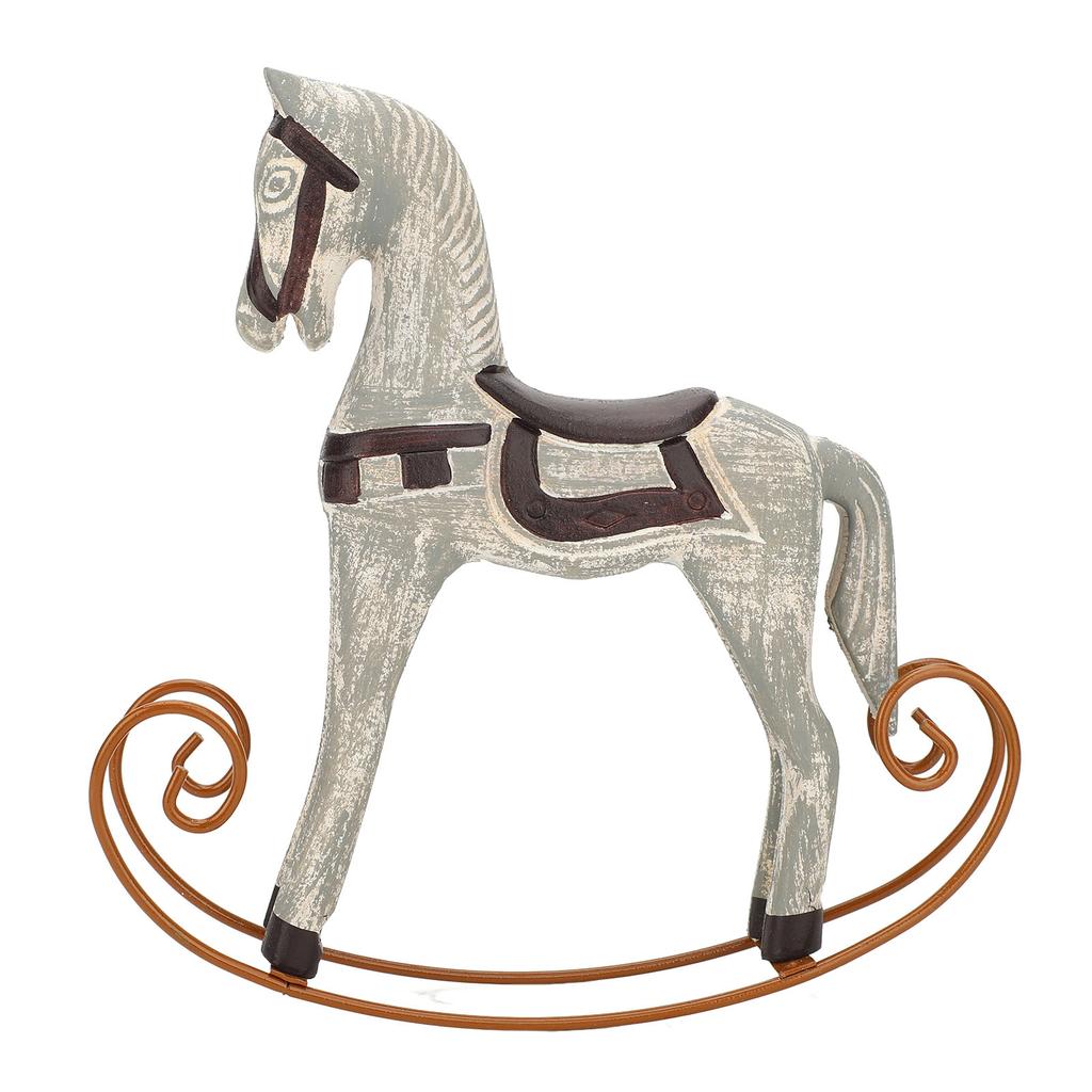 Rocking Horse Ornament Vintage Decorative Table Decoration Resin Iron Bookshelf Decor