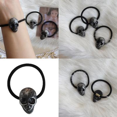Totenkopf Haarband Haargummi für Frauen 3D Totenkopf Kopf Haarband Teenager Mädchen Vintage Haargummi Pferdeschwanz Haarband Kopfschmuck