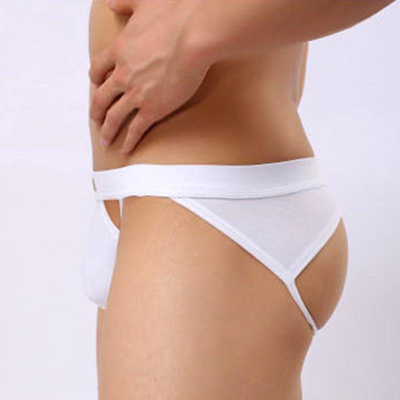 Men's Sexy Low Rise T-Back Elastic Cotton Hollow Out Back Underwear Comfortable Breathable Close-Fitting Thong