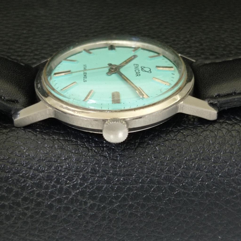 Enicar STAR JEWELS VINTAGE HAND-WINDING SWISS MENS SEA GREEN WATCH A702039-5 R208-a702039
