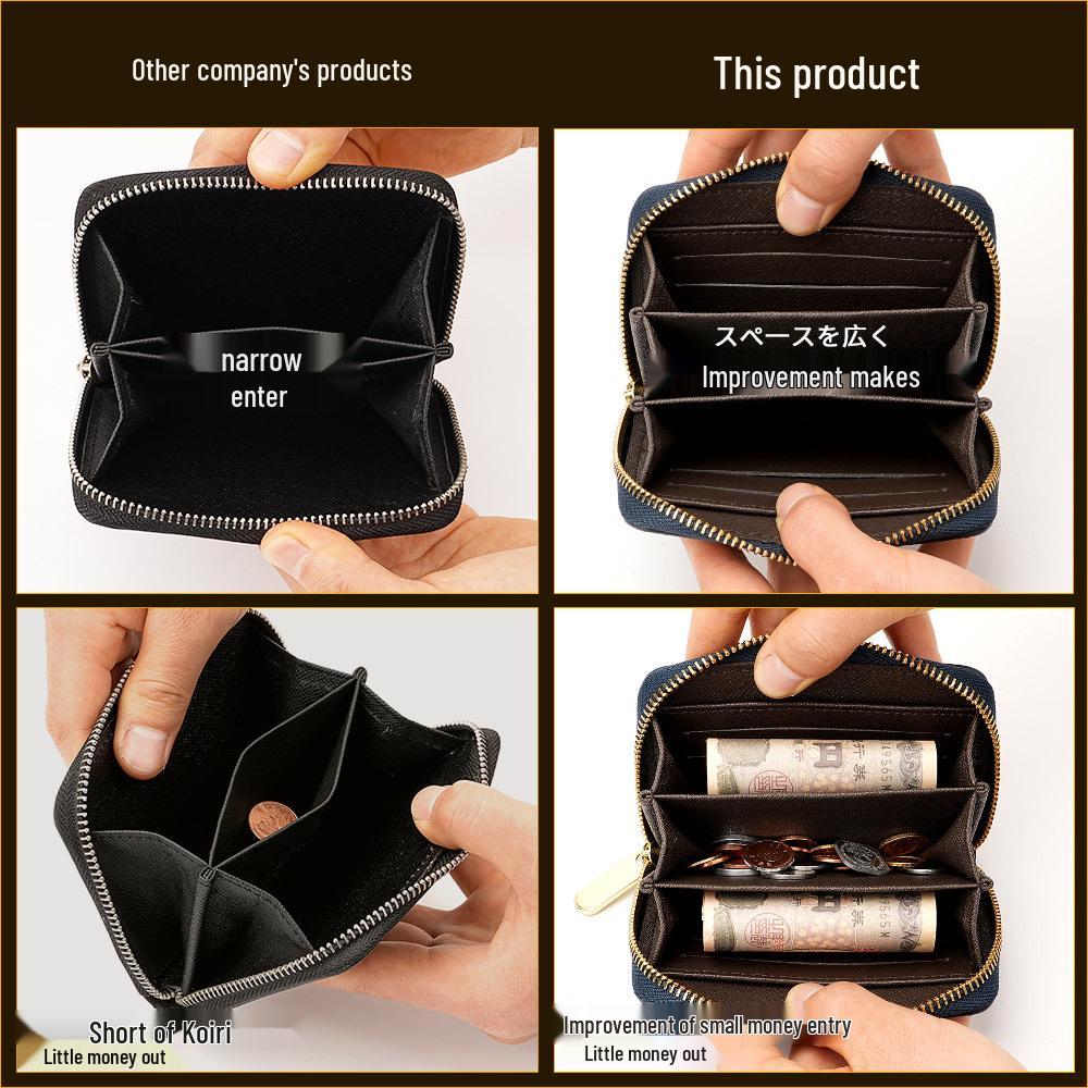 Japanisches Damen Crossgrain Kurzportemonnaie und Münzfach.