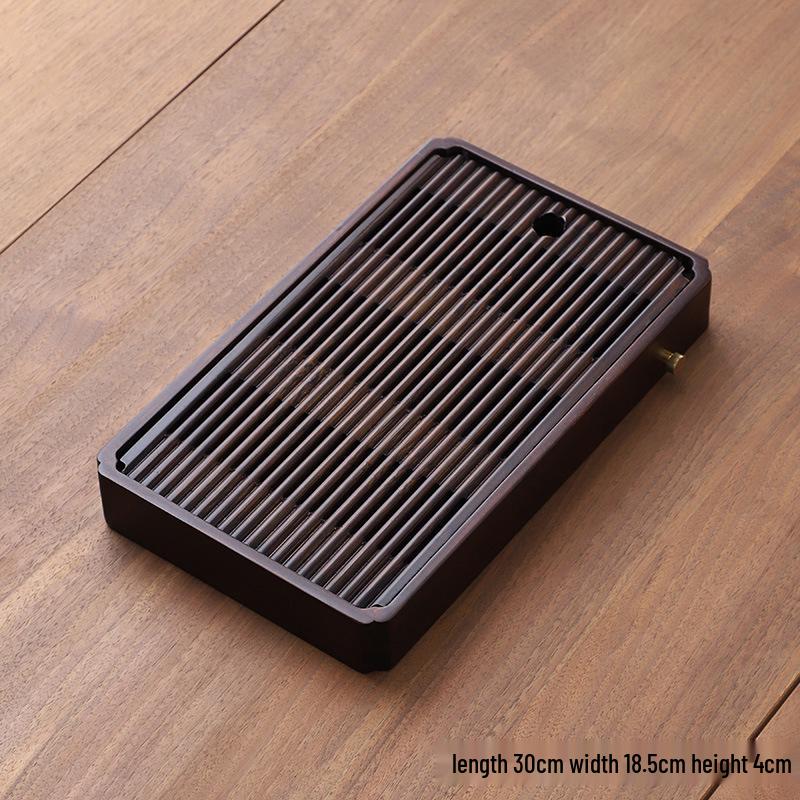 Bamboo Tea Tray with Water Storage - Simple Rectangular Design for Tea Sets