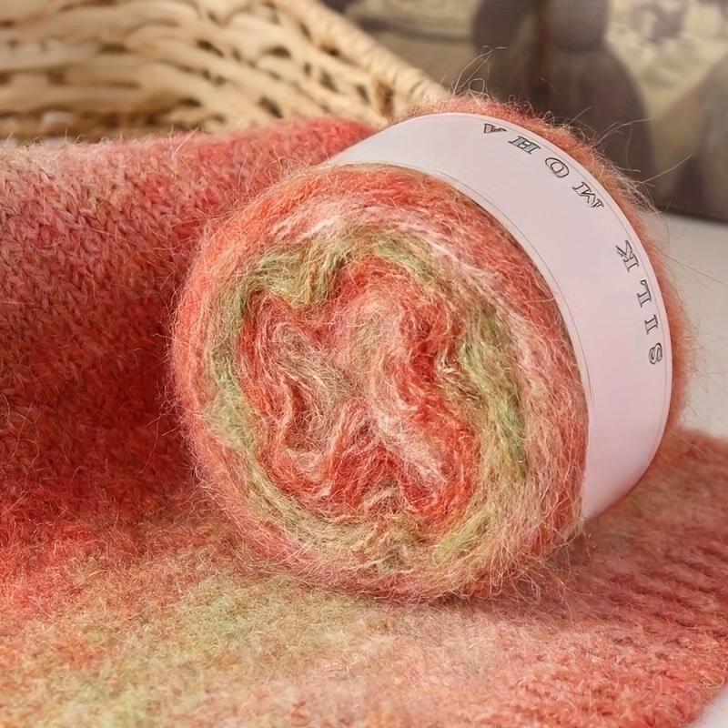 1PC Thread Multi-element Real Silk Pure Cotton Gradient Color Multi-functional Hand Woven Knit Yarn Handmade Gift