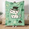 1pc cat shamrock blanket Lightweight Flannel Throw for Sofa Bed Travel Camping Livingroom Office Couch Chair