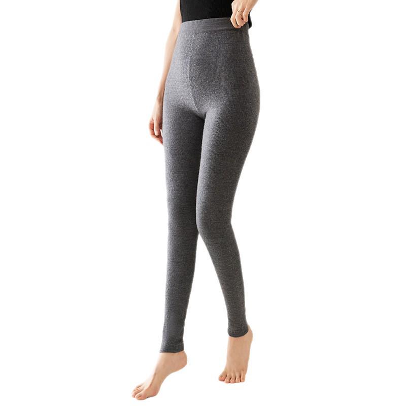 100% Fine Wool Women's High-Waisted Slim-Fit Soft Warm Knit Leggings for Autumn/Winter