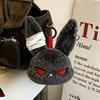 Gothic Bunny Plush Keychain Charm with Bandage Kawaii Key Ring Pendant Car Bag Ornament Halloween Gift Prank Toys