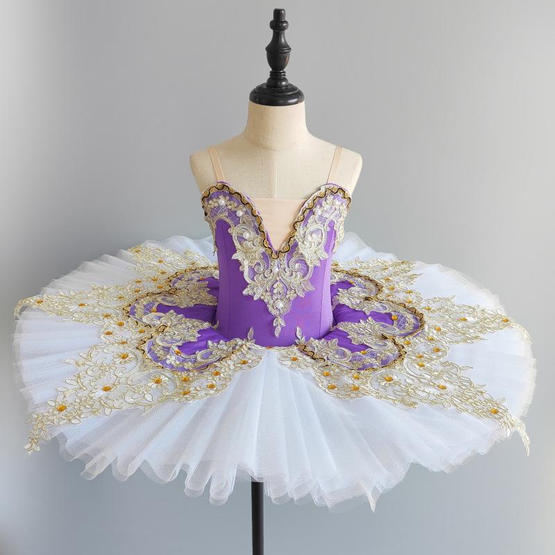 Girl Professional Ballet Tutu Dance Dress Performance Costume Kids Ballerina Dancewear White Swan Lake Pancake Princess Dresses