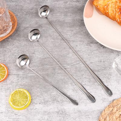 1Pc Stainless Steel Long Handle Stir Spoon Ice Cream Dessert Scoop Flatware