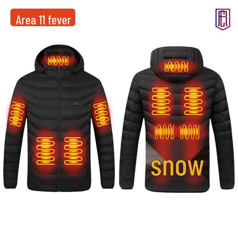 Smart Heated Winter Jacket - Hooded, Cotton, Electric Full-Body Warmth