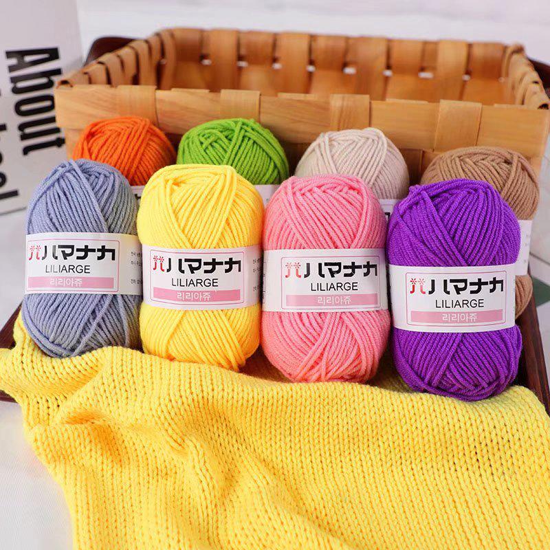 4-Strand Milk Cotton Yarn: DIY Yarn Ball for Medium Thickness Knitting Projects - Perfect for Dolls, Cushions, Blankets, and Baby Items