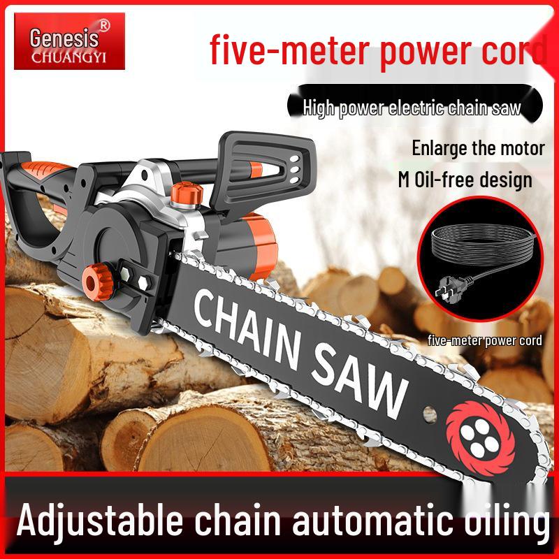 Chuangyi 220V Handheld Electric Chainsaw - Multifunctional Plug-in Felling Saw for Home Use