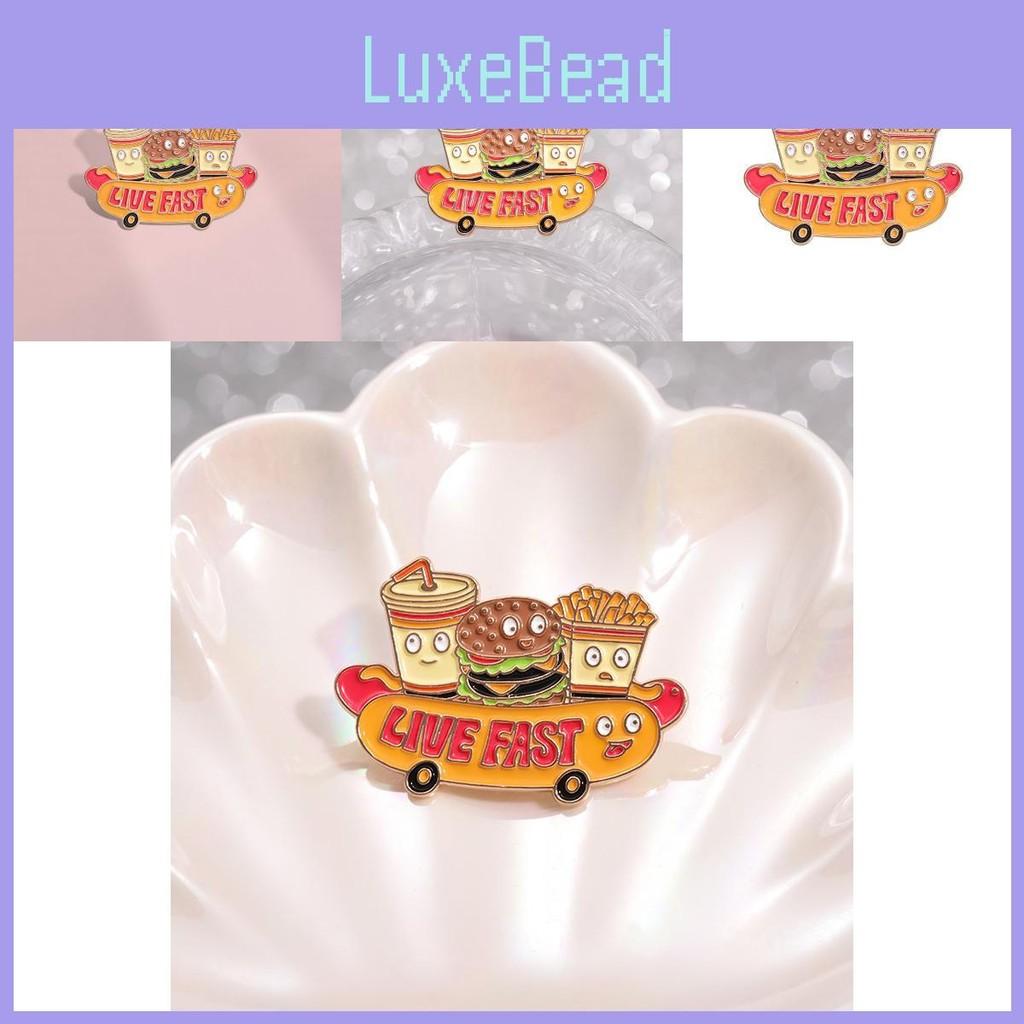 Food Distinctive Cartoon Brooch Stylishly Designed With Hamburger Fries And Hot Dog Elements