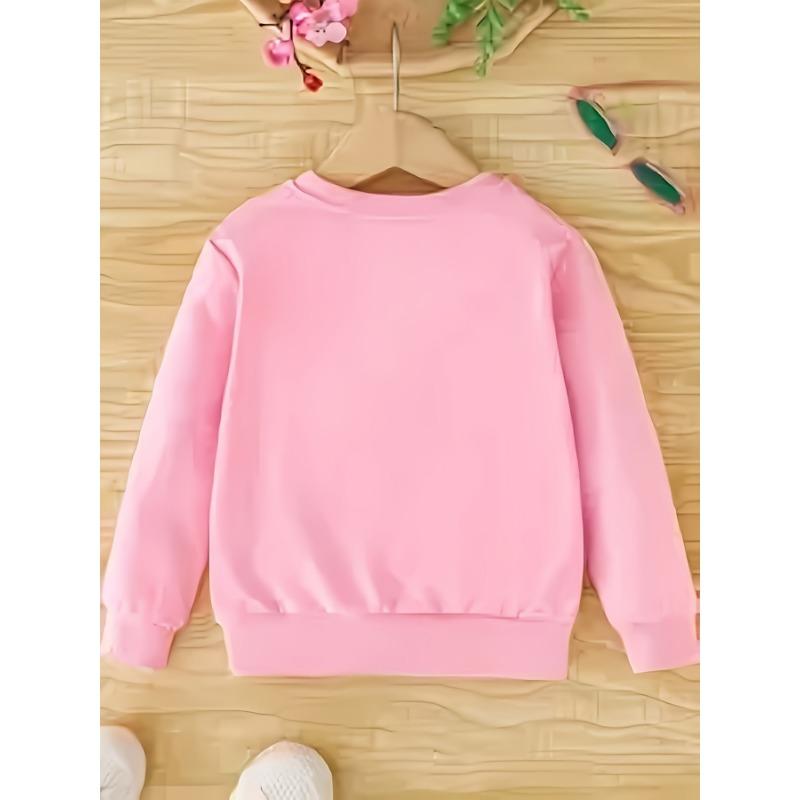 European sizes Christmas Autumn-Winter Girls' Sweet Cute Christmas Bear Print Crew Neck Sweatshirt