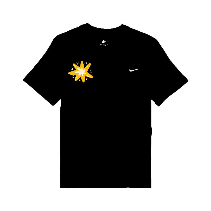 Nike Urban Sports Outdoor Fashion Logo Star Tree Crew Neck Casual Straight Cut Short Sleeve T-Shirt Unisex T-Shirt Black BV0508-010(TEAM702-BV23)