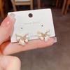 French Gentle and Sweet White Bow Stud Earrings Women's Light Luxury Earrings Ears