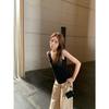 [Original quality + inner lining] American retro Spice Girl collar vest, suspender, sleeveless summer drawstring beaded top