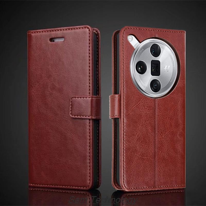 

Card Holder Cover Case for OPPO Find X7 Ultra Pu Leather Flip Cover Retro Wallet Phone Case Find X7 Ultra Business Fundas Coque for Find X7 Ultra&Just Case темно-синього кольору