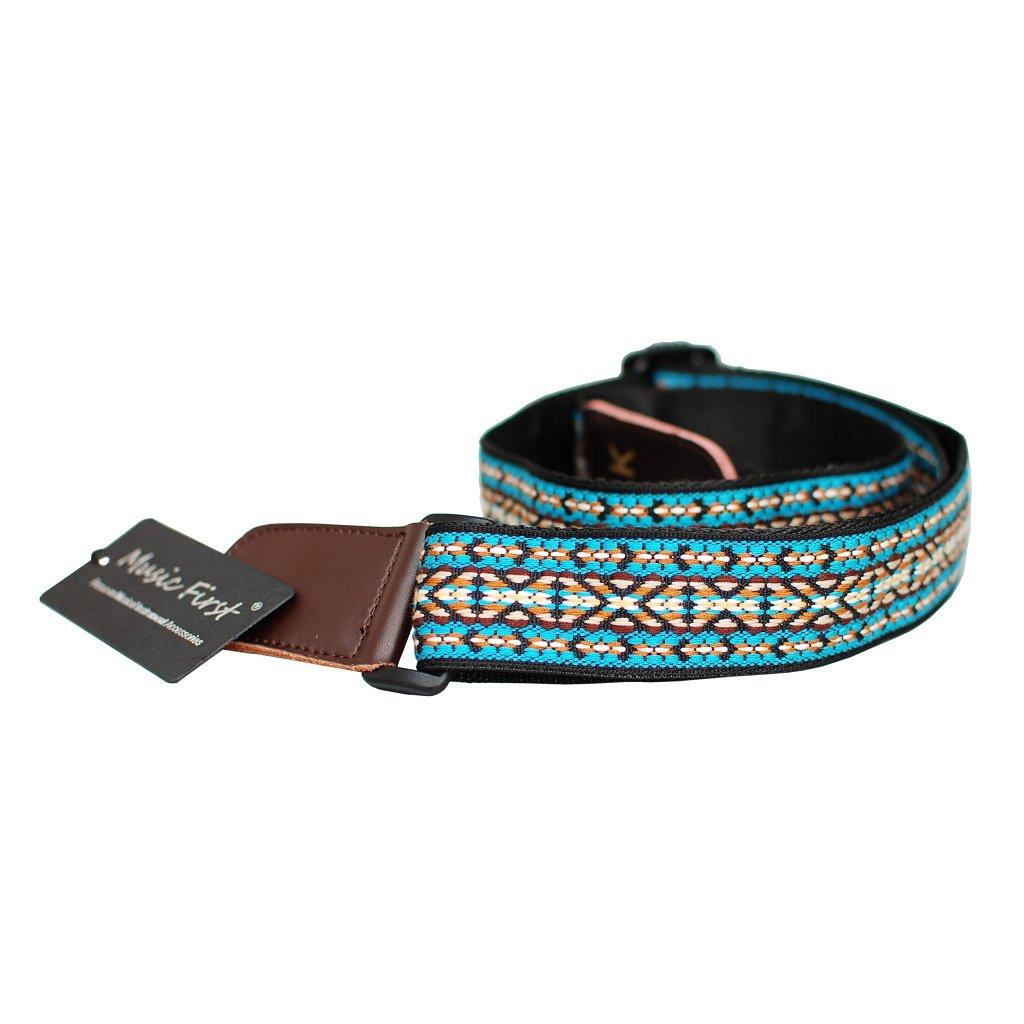 [MUSIC FIRST] Country Style Soft Cotton & Genuine Leather Ukulele Strap, Ukulele Shoulder Strap Version 2.0