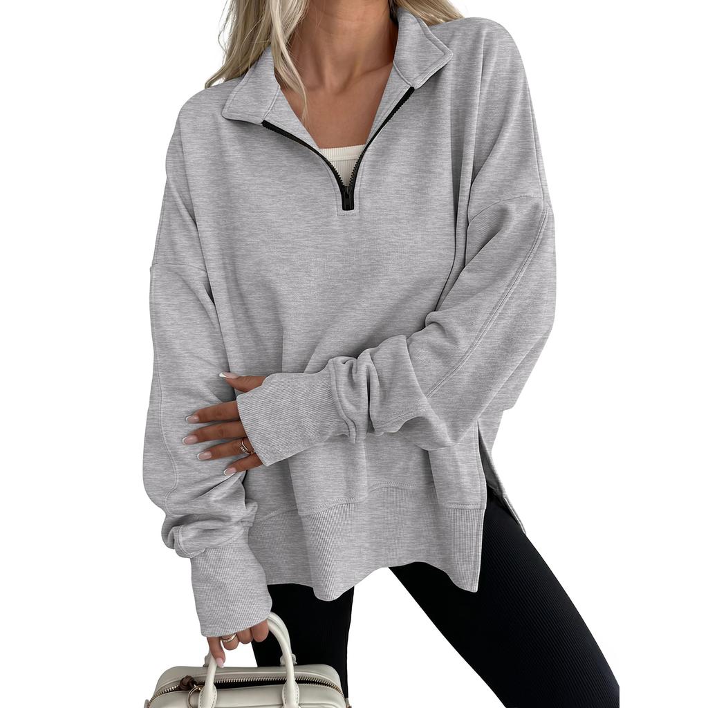 Women's Long Sleeve Stand Collar Pullover Sweatshirt
