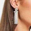 Elegant European & American Full Diamond Tassel Earrings with Small Niche Chain Design for Women