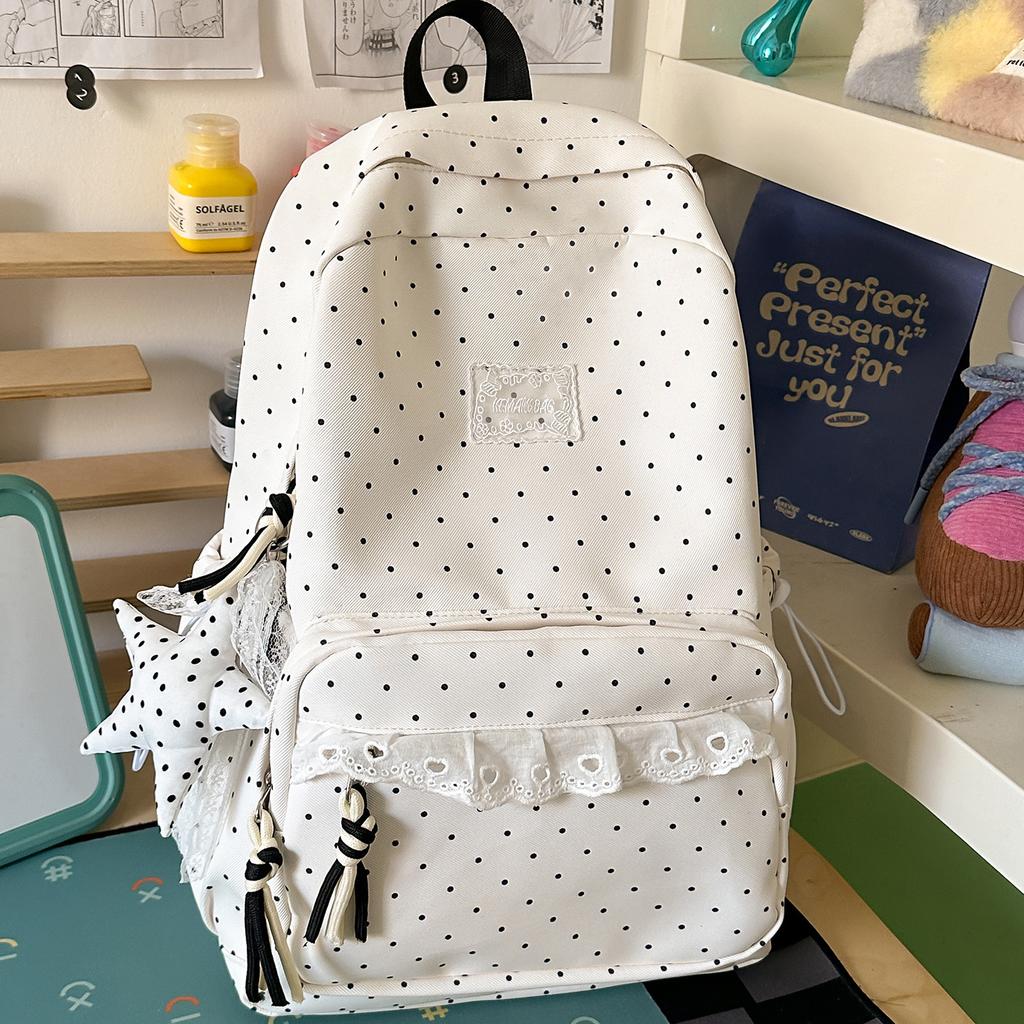 Schoolbag Korean Cream Wind Lace Girl Sweet Backpack Elementary School Student Versatile School Travel Lightweight School Bag Girl