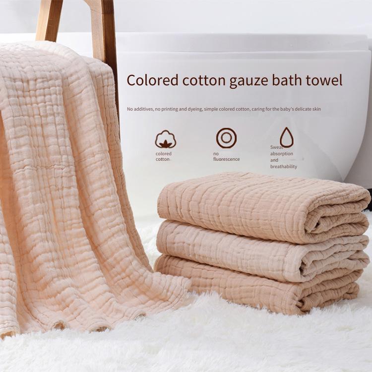6 Layers of Gauze Towels, Comfortable and Soft Colored Cotton Absorbent Baby Blanket, Kindergarten Children's Blanket 105x105cm