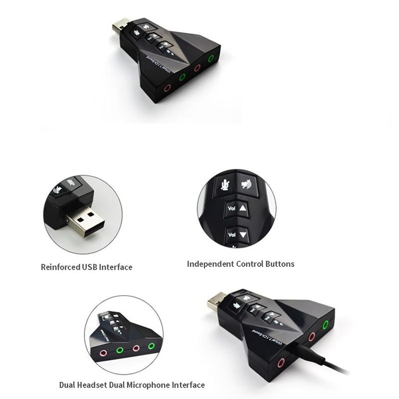 USB Virtuelle 7.1 Unabhängige Soundkarte Flugzeugförmige Soundkarte Computer Treiberfrei Extern Desktop Laptop