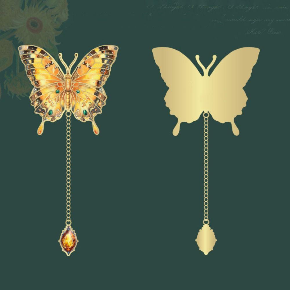 Chinese style Metal Bookmark Pendant Book Page Clip Retro Butterfly Bookmark  Teacher