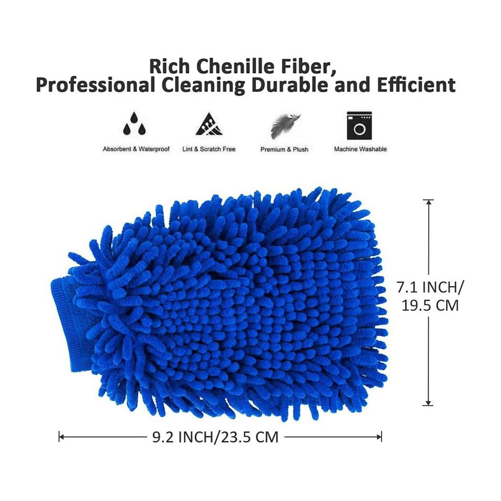2PC Microfiber Chenille Car Wash Gloves (used for Car Wash and Car Maintenance)