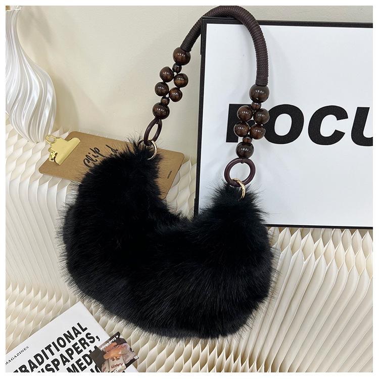 

Niche designer bag 2025 autumn and winter new Mao Mao hand bag plush small bag versatile portable messenger bag чёрный