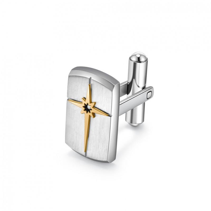 Original Selection Of Popular Minimalist Beveled Hexagonal Star Embellished Stainless Steel Men s Fashionable Business French Cufflinks Stainless steel