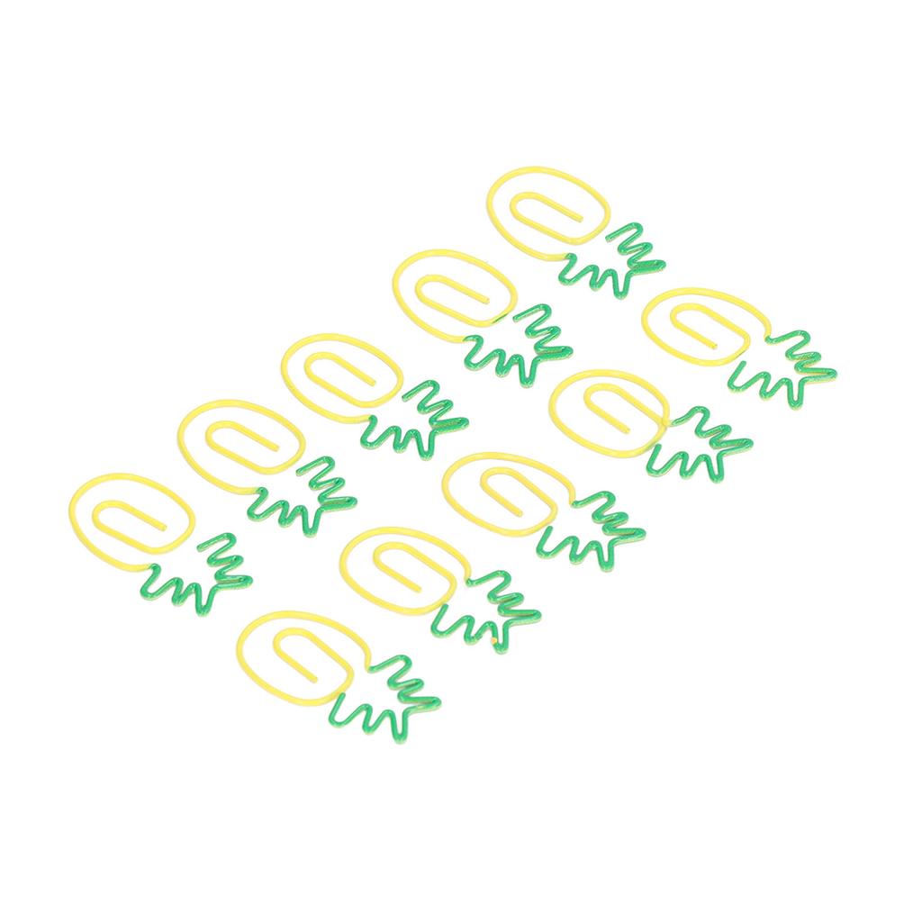 100pcs Metallic Paper Clips Green Yellow Ananas Shape Electroplating Process Antislip Fruit Paper