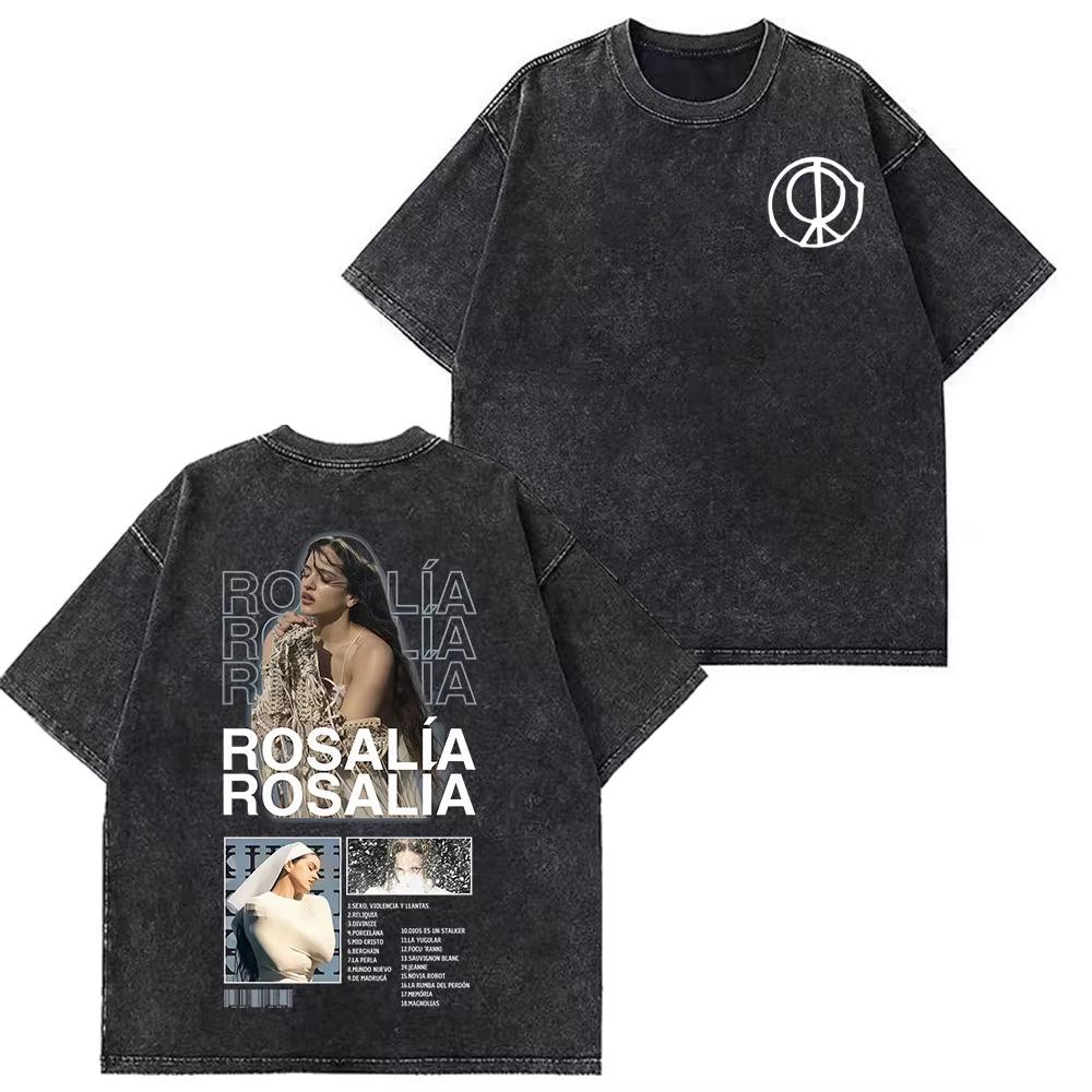 Rosala LUX TRACKLIST TEE Album Tour Vintage Washed Tshirt Men Women Short Sleeve Cotton Aesthetic Tshirts Casual Tshirts