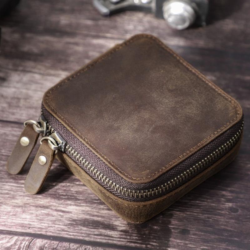 Echtes Leder Schmuckbeutel Rindsleder Uhrenetui Box für Reisen Tragbar Schmuck Zubehör Aufbewahrungstaschen Box