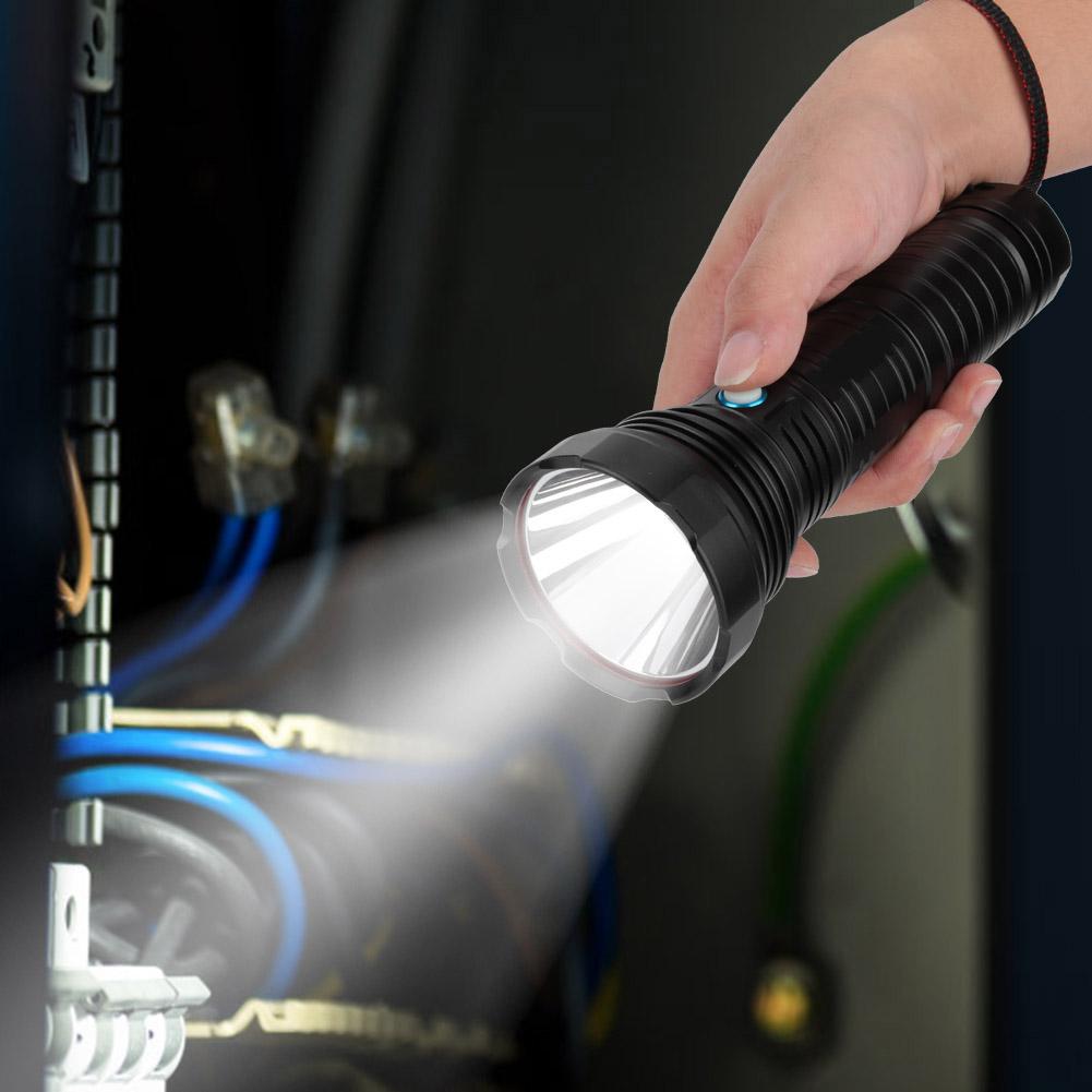 LED Aluminum Alloy 4622LM Glare Waterproof USB Charging Flashlight for Caving CampingBlack
