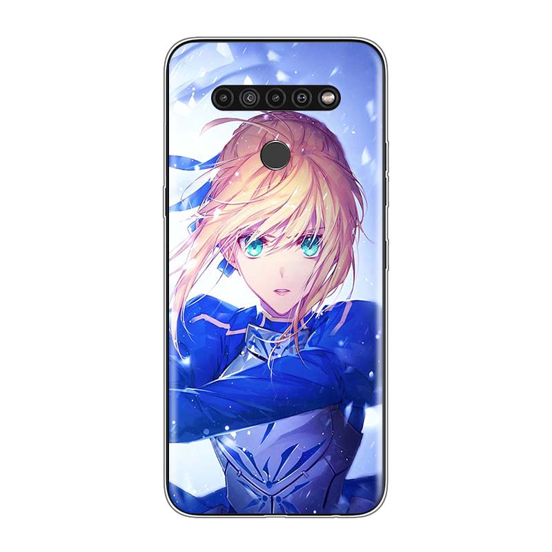 Karikatūra Fate Stay Night Saber priekš LG V60 V50S V50 G8X G8S G8 G7 ThinQ 5G K61 K51S K41S K30 K20 Q60 Q9 mīkstais tālruņa korpuss