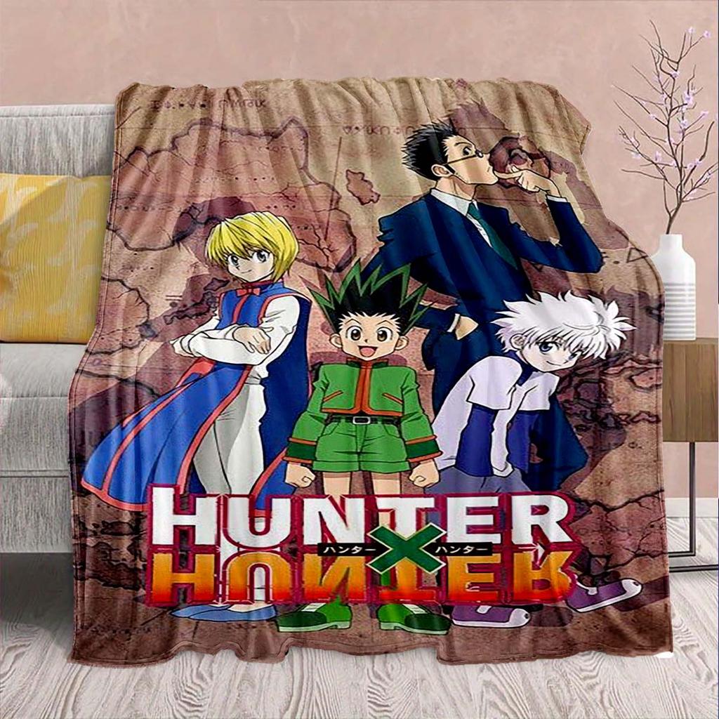 Hunter x Hunter Anime Flannel Blanket – Soft & Warm – Perfect for Sofa, Bedding, Camping, Travel, Office, & Home Decor – QJY