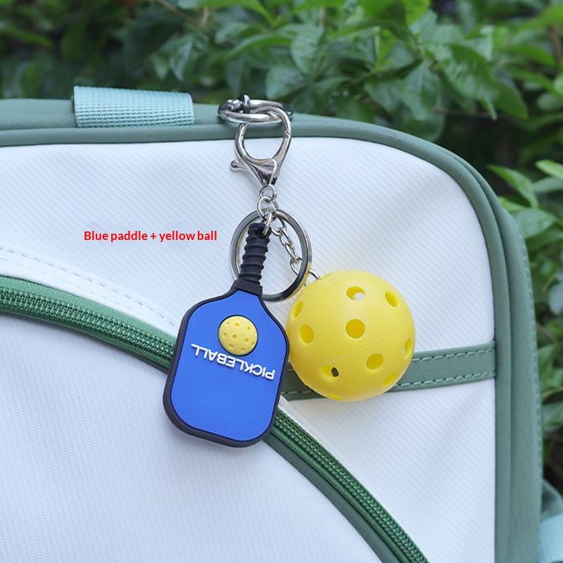 מחזיק מפתחות מתכת מחבט פיקלבול יצירתי מחזיקי מפתחות כדור גולף חלול צבעוני מעריצי כדור דינק מתנה למסיבה תליון לשקית מתנה