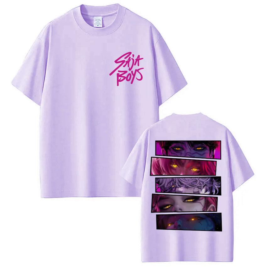 Kpop Anime Dämonenjäger Saja Jungs T-Shirts Herren Damen Vintage Trendig Beliebtes T-Shirt Oversized Baumwolle Lässige T-Shirts Streetwear