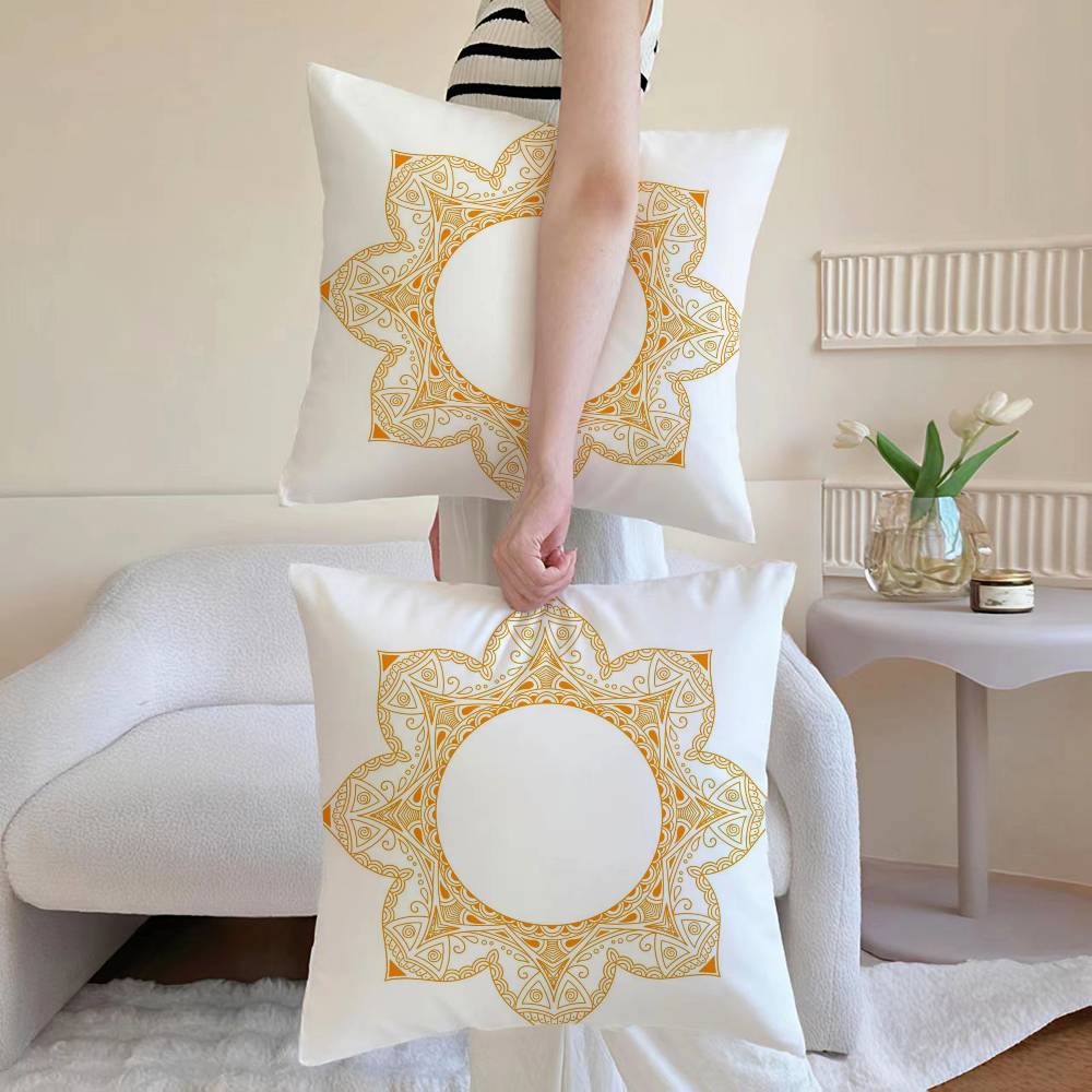 

Decorative Mandala Art Pillow Case Anti-dustmite Pillowcase Invisible Zipper Silky Short Plush Sofa Cushion Cover 12x12Inch