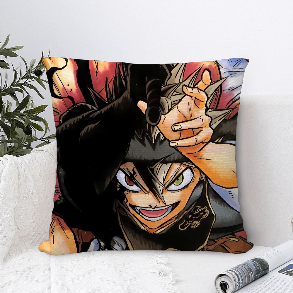 Cartoon Black C-Clover Pillow Case Sofa Decorative Home Double-sided Print Plush Square Throw Pillow Covers Cushion Decor Cover