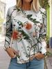 3D Print Floral Graphic Women's T Shirt Long Sleeve Tops Basic Design Fashion Round Neck Regular Fit Y2K Sweatshirt For Girls