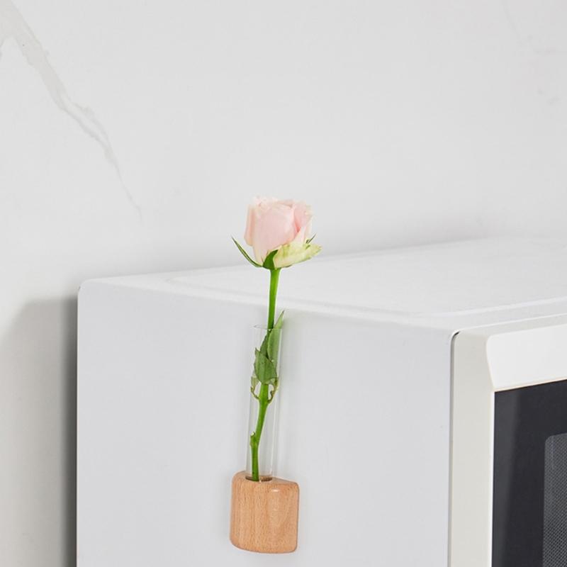 2Pieces Modern Mini Fridge Magnets Vases Test Tube Designs Flower Holder for Kitchen Refrigerator and Office Decors