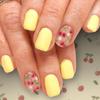 Bright Cherry Blossom Floral Square False Nails - 24 Piece Set for Spring and Summer Daily Wear