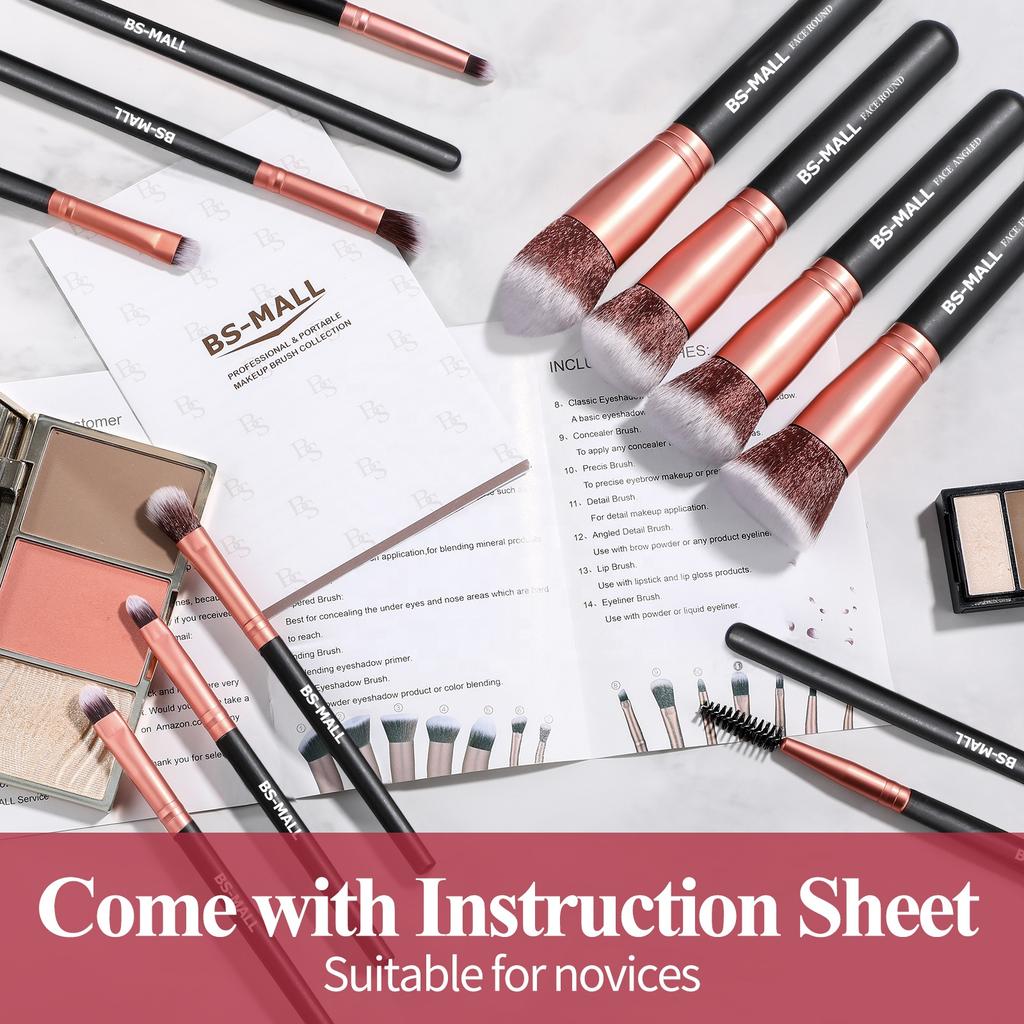 Hot Sale Bsmall Brushes Makeup 14pcs Synthetic Makeup Brushes Custom logo Vegan Face Cosmetic Brushes Makeup Set