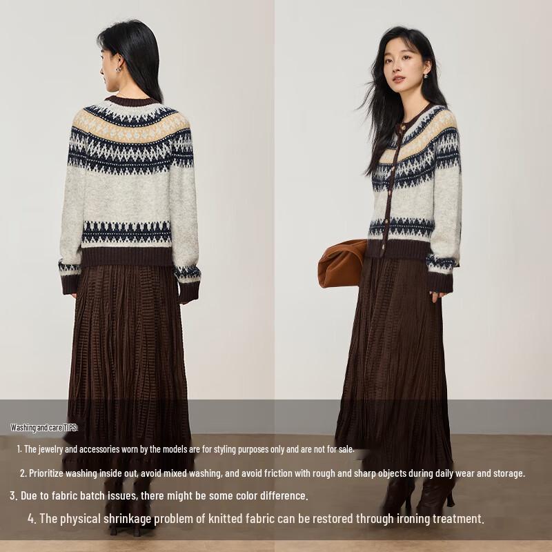 VICTORIA&VERA Pulover tricotat jacquard Fair Isle pentru femei