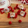 Tassels Chinese Tassel Bow Hairpin Lion Dance Flocking Hair Clip  Masquerade Party