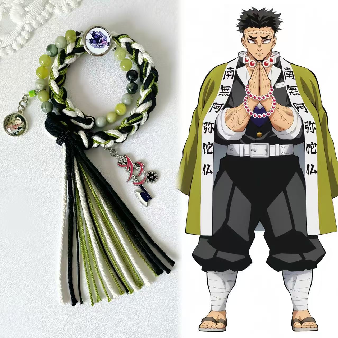 

Handmade Cord Bracelet With Double Loop Reincarnation Design Tanjiro Shinobu Genya