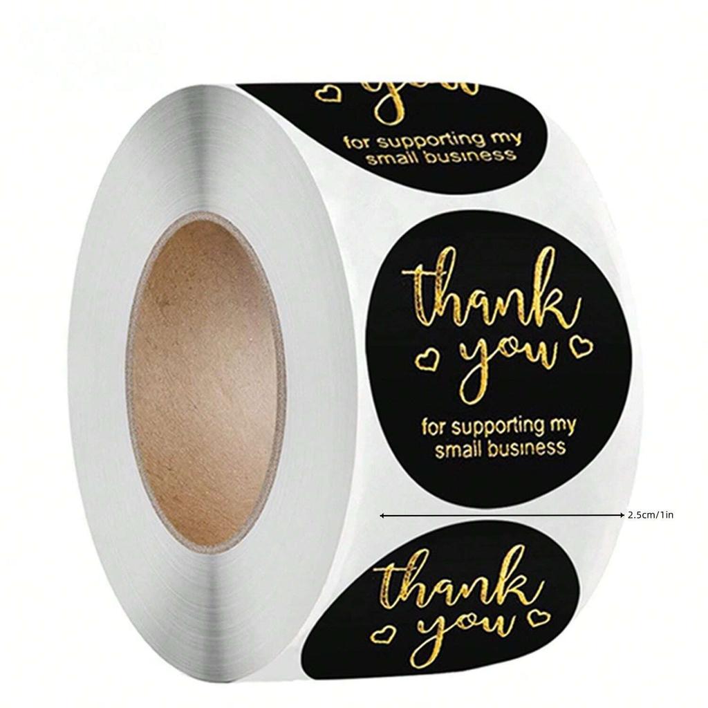 1/3 Roll Of 500/1500Pcs Round Thank You Stickers,Self-Adhesive Labels For Holiday Decorations,Handmade Craft Packaging Stickers